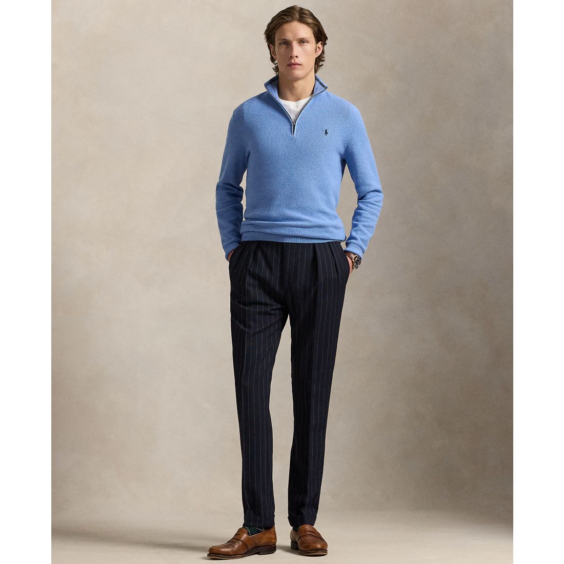 Polo Ralph Lauren Men's Mesh-Knit Cotton Quarter-Zip Sweater