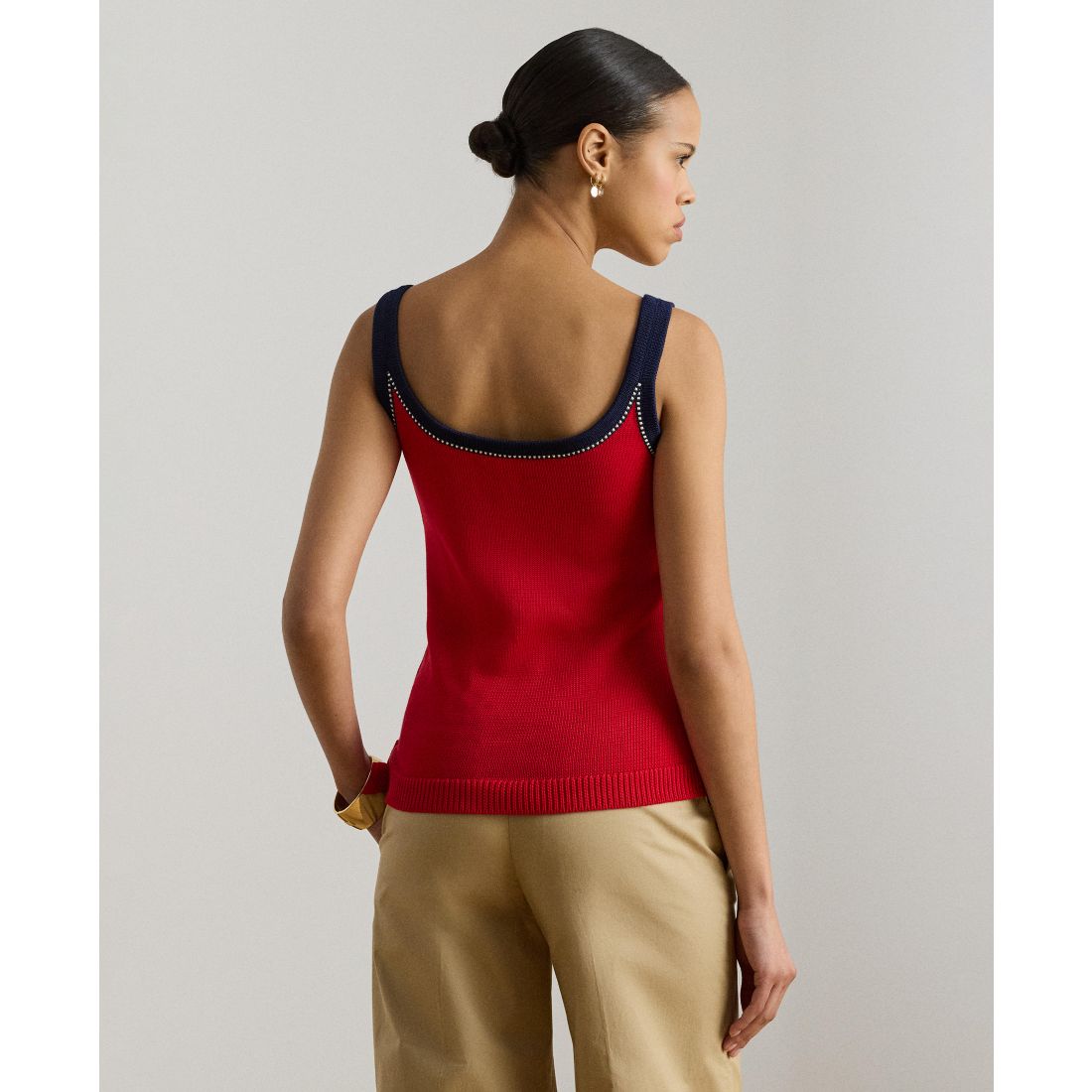 Lauren Ralph Lauren Women's Two-Tone Scoop Neck Sweater Tank Top