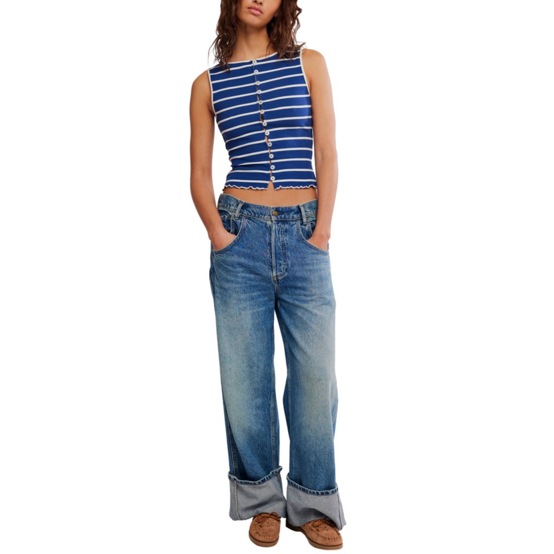 Free People Women's Tilly Striped Crew Neck Tank Top