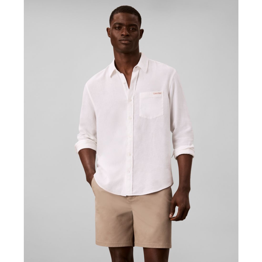 Calvin Klein Men's Straight-Fit Linen Shorts