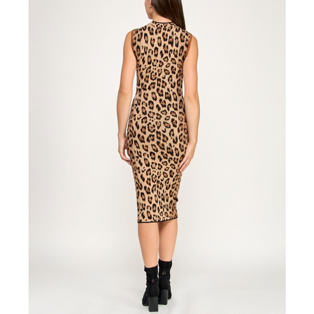 Invitee Juniors' Animal Print Mock Neck Midi Sweater Dress