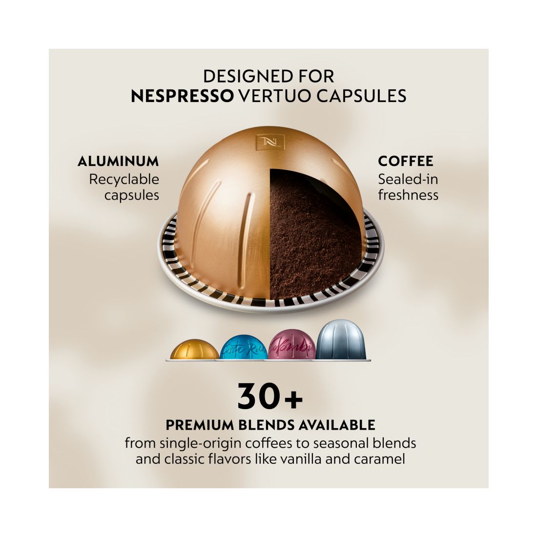 Nespresso Vertuo Next Premium Coffee and Espresso Machine by De'Longhi, Black Rose Gold with Aeroccino Milk Frother