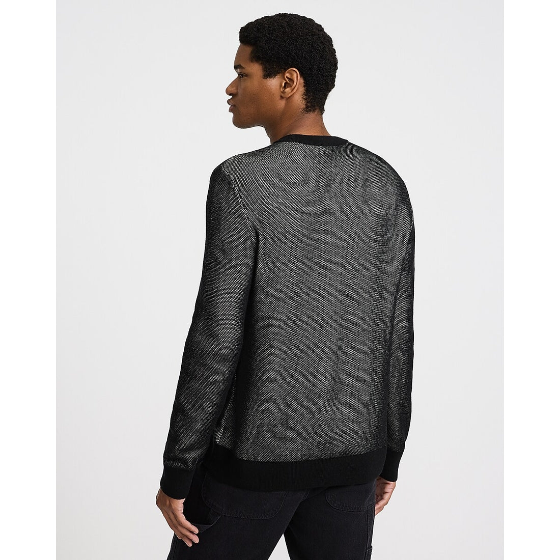 Two Tone Crew Neck Cotton Sweater