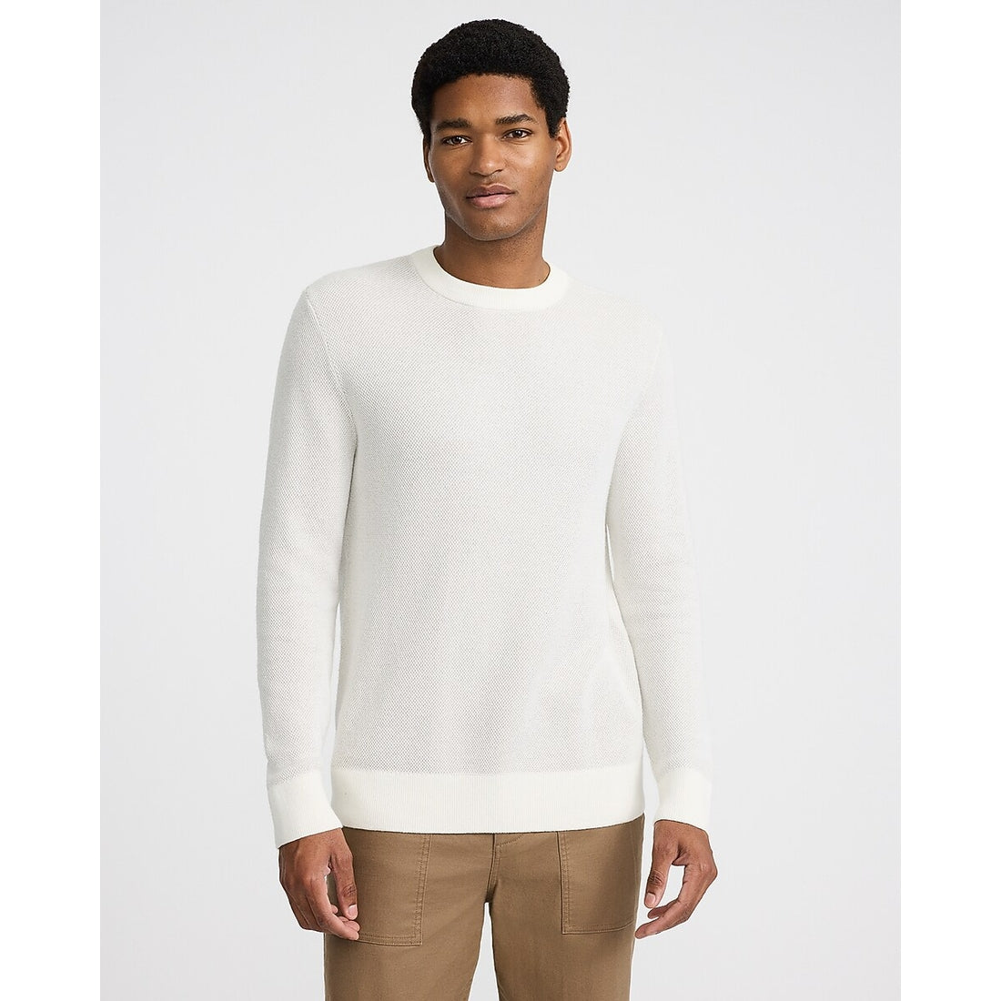 Two Tone Crew Neck Cotton Sweater