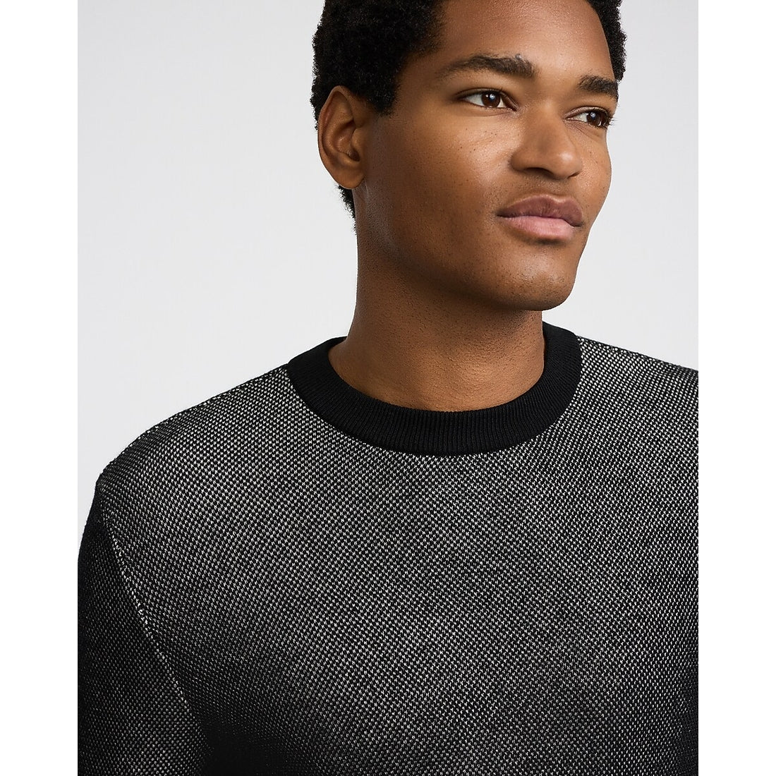 Two Tone Crew Neck Cotton Sweater