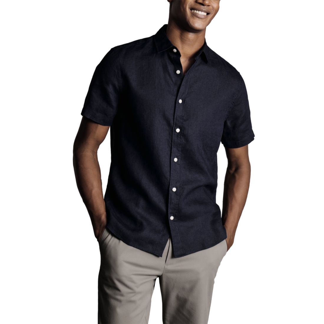 Charles Tyrwhitt Men's Slim-Fit Button-Down Linen Shirt