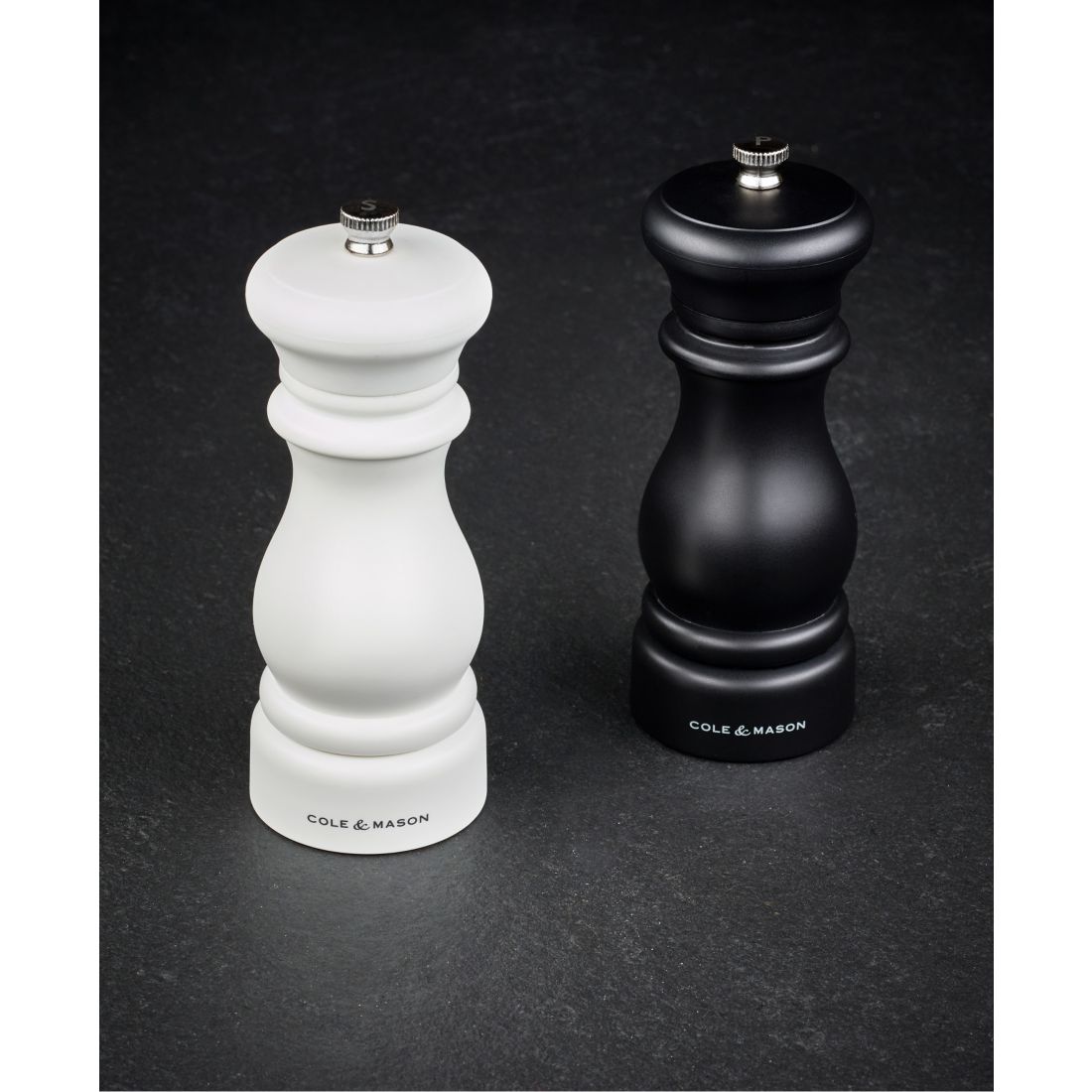 Cole & Mason Southwold Classic Salt & Pepper Mill Gift Set, Black/White - Black/ White