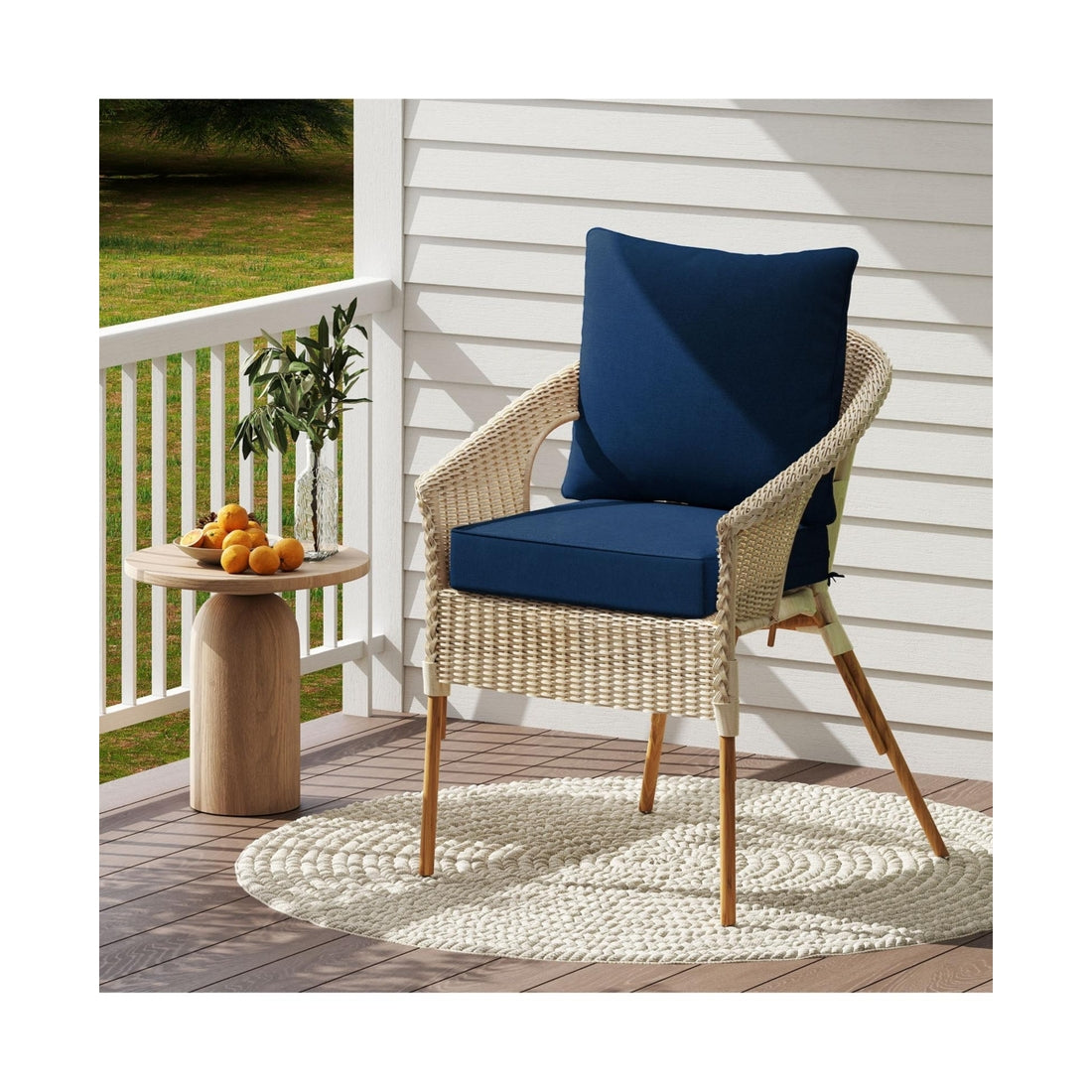 Deep Seat Chair Cushion Pads Set with Rope Belts for Indoor and Outdoor