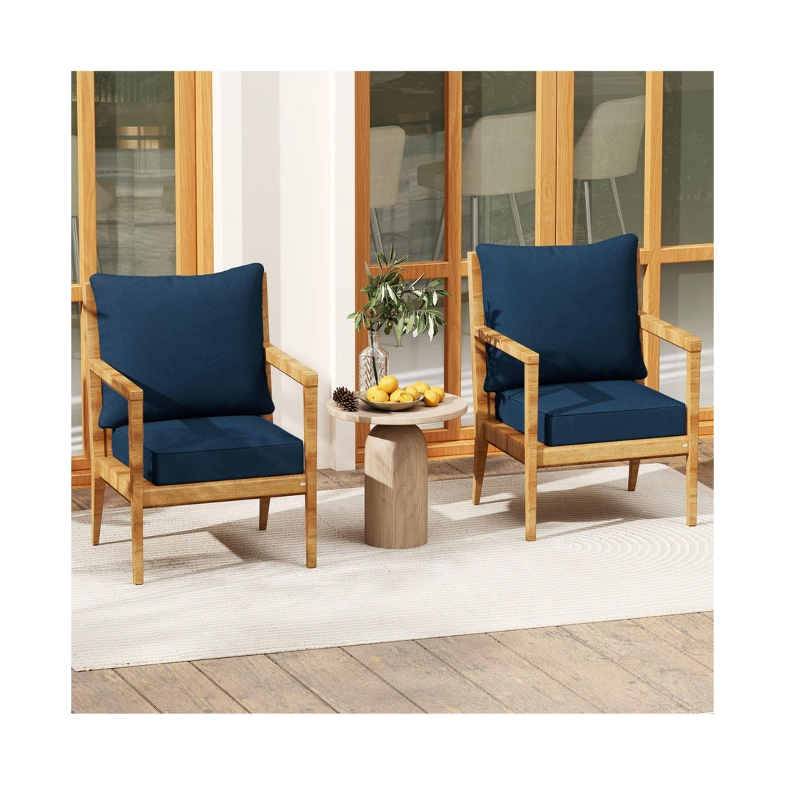 Deep Seat Chair Cushion Pads Set with Rope Belts for Indoor and Outdoor