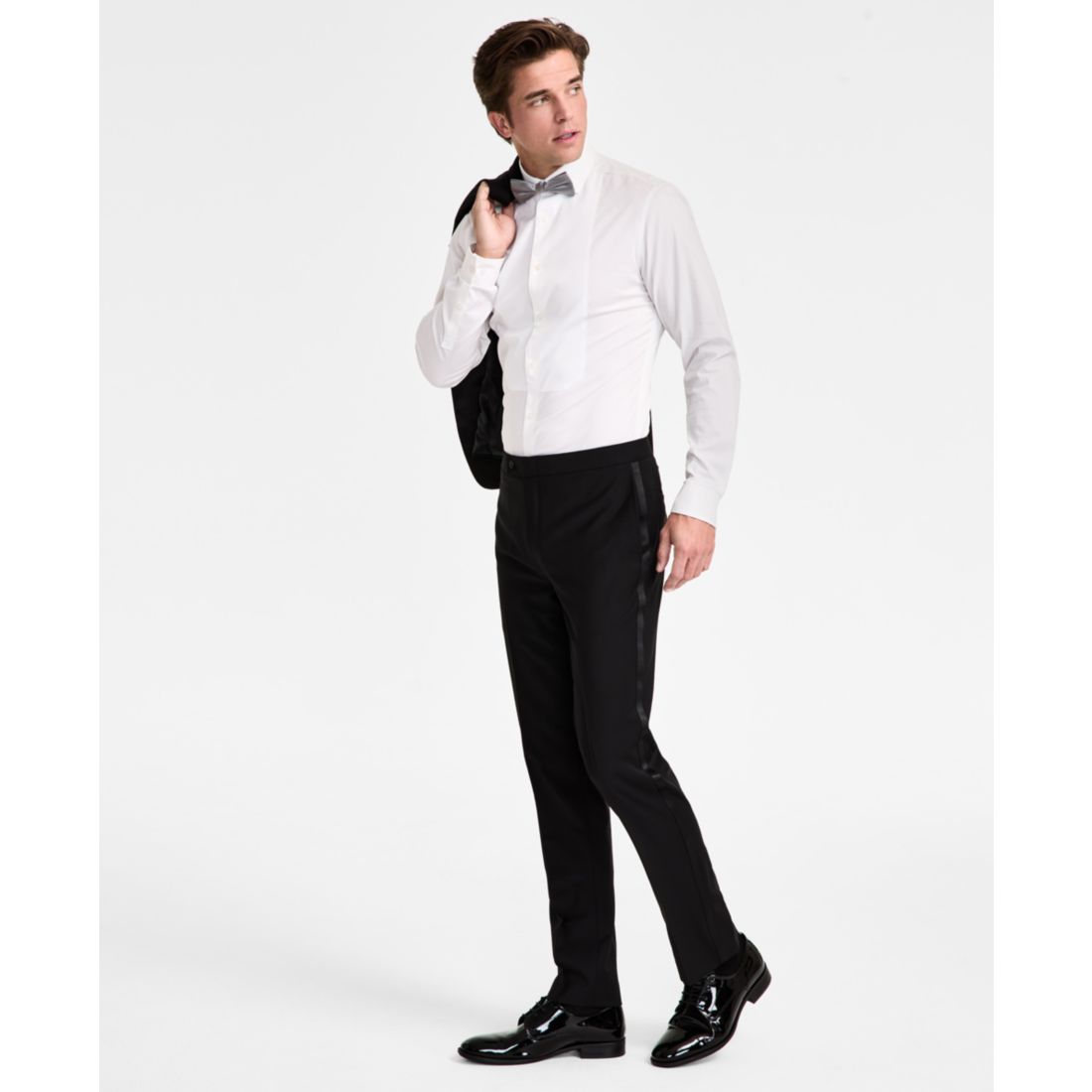 Calvin Klein Men's Slim-Fit Wool-Blend Tuxedo Pants