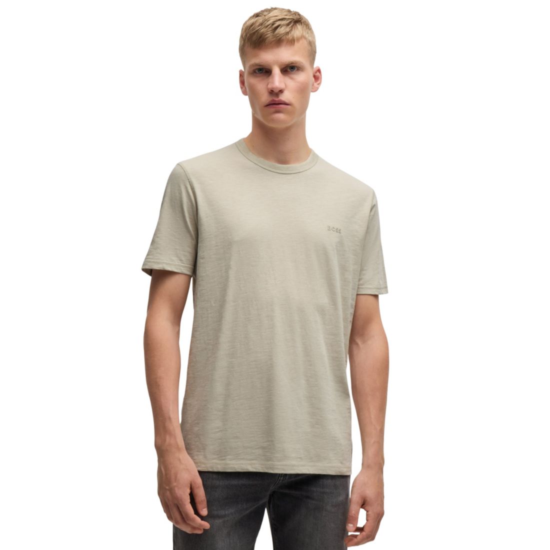 Boss by Hugo Boss Men's Slub-Cotton Logo Detail T-Shirt