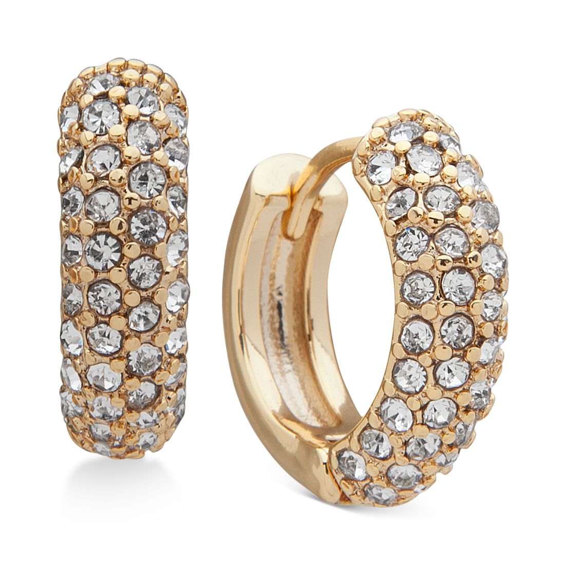 Dkny Gold-Tone Small Micropave Huggie Hoop Earrings, 7/10"