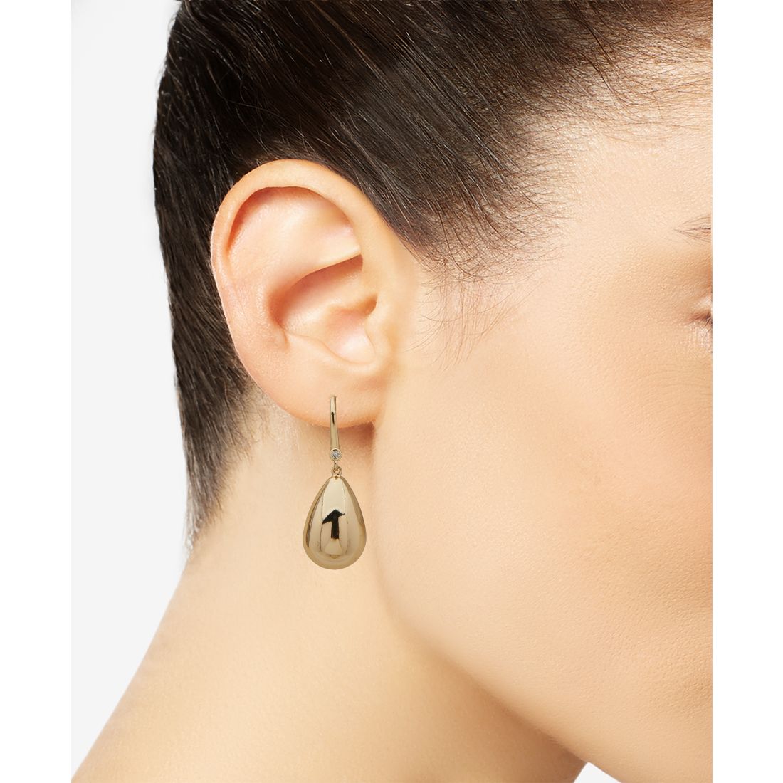 Dkny Gold-Tone Pave & Puffy Tear-Shape Drop Earrings