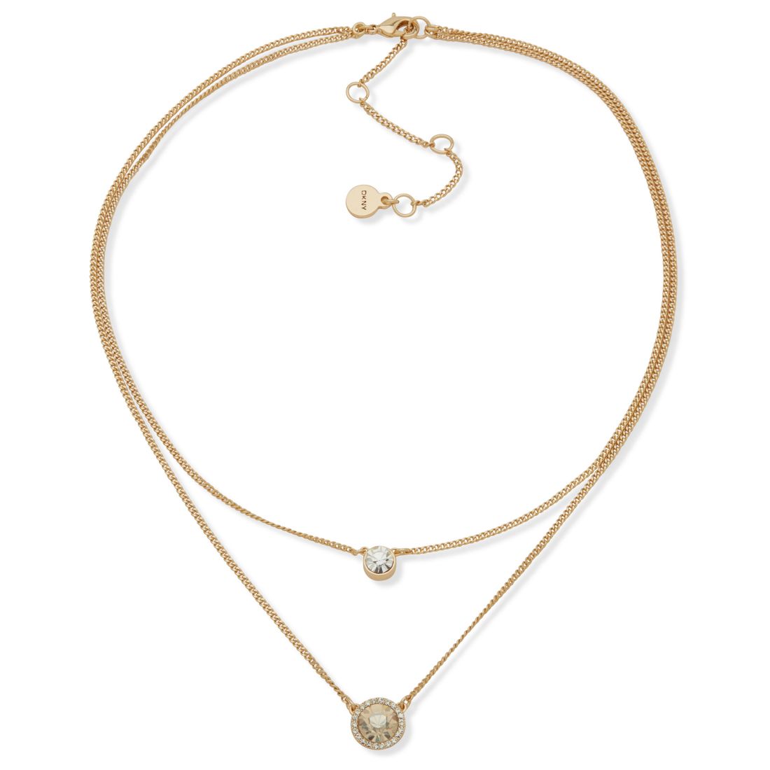 Dkny Emerald Gold-Tone 2-Row Pendant Necklace