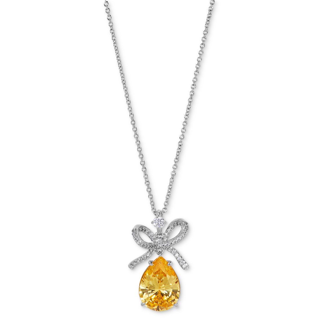 Eliot Danori Cubic Zirconia Bow Drop Pendant Necklace, 16" + 2" extender
