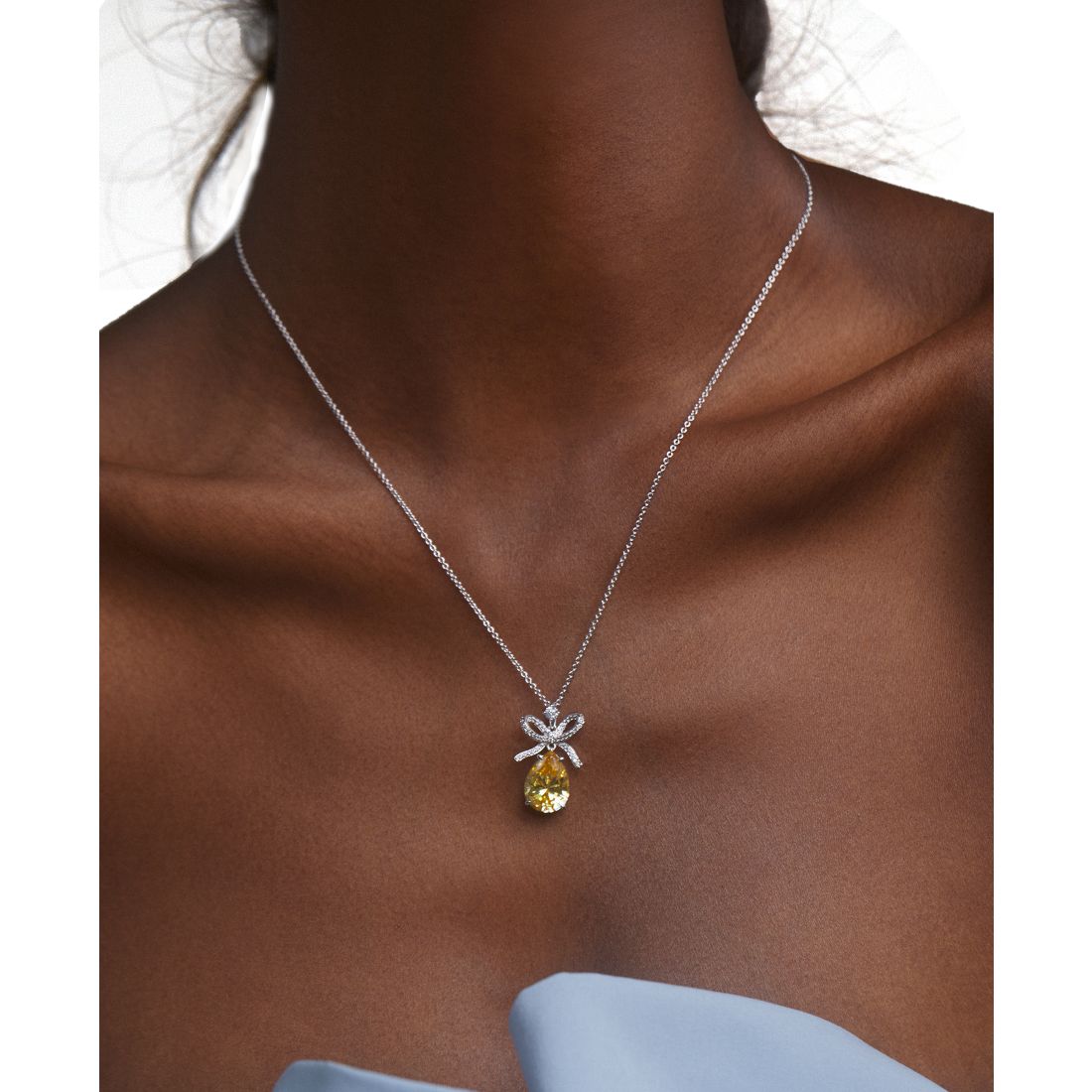 Eliot Danori Cubic Zirconia Bow Drop Pendant Necklace, 16" + 2" extender