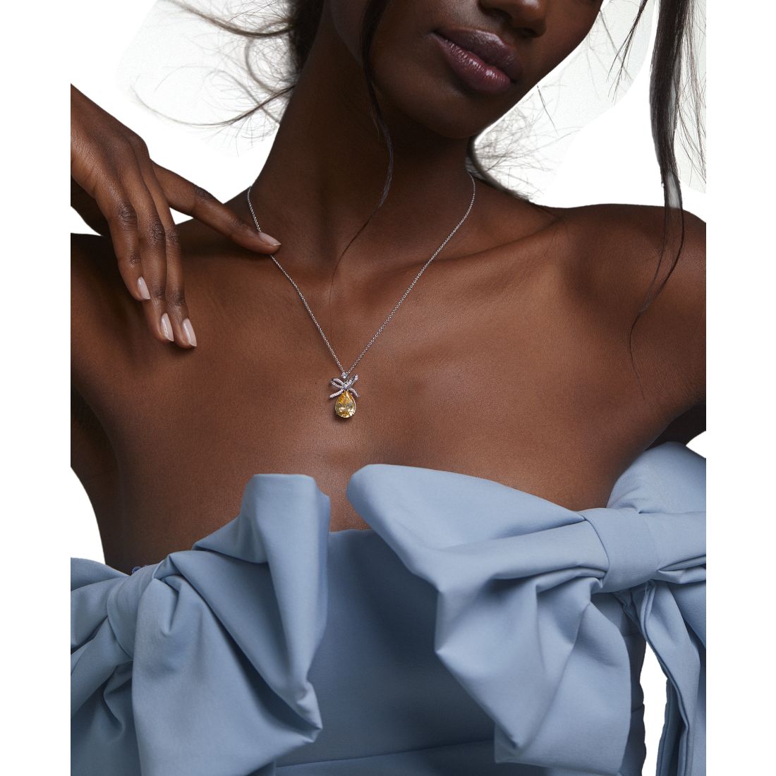 Eliot Danori Cubic Zirconia Bow Drop Pendant Necklace, 16" + 2" extender