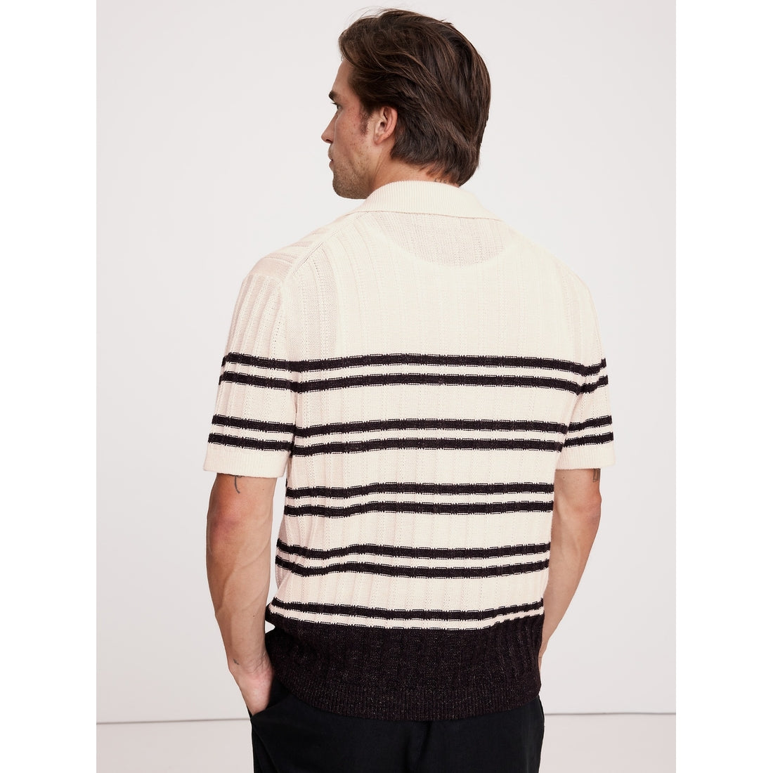 Men's Cotton-Linen Resort Sweater Polo Shirt