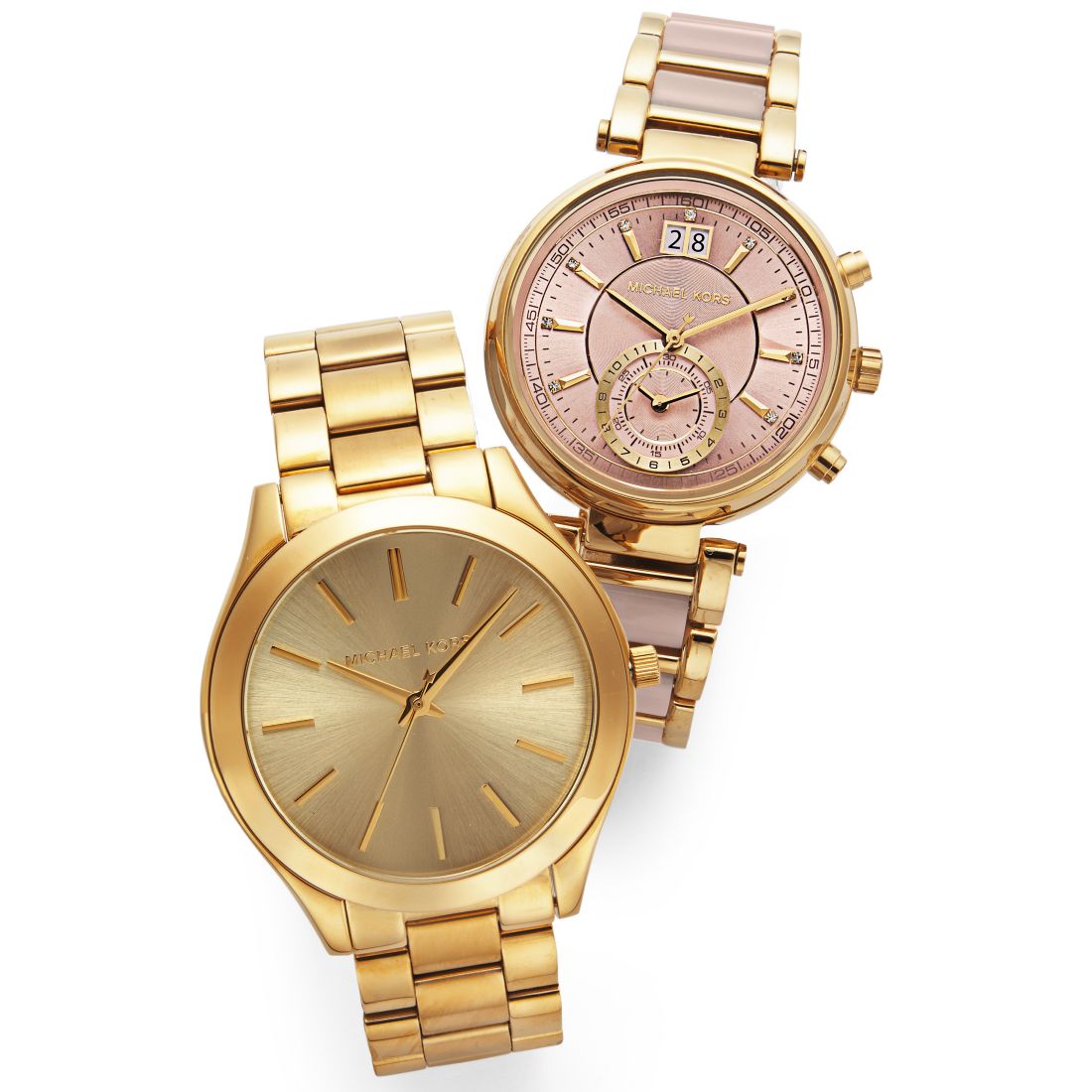 Michael Kors Unisex Slim Runway Gold-Tone Stainless Steel Bracelet Watch 42mm