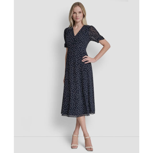 Dkny Women's Short-Sleeve V-Neck Midi Dress