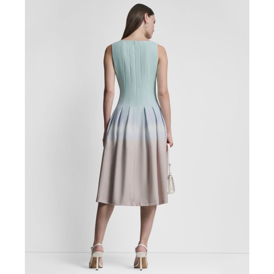 Dkny Women's Sleeveless Pleated Boat Neck Midi Dress