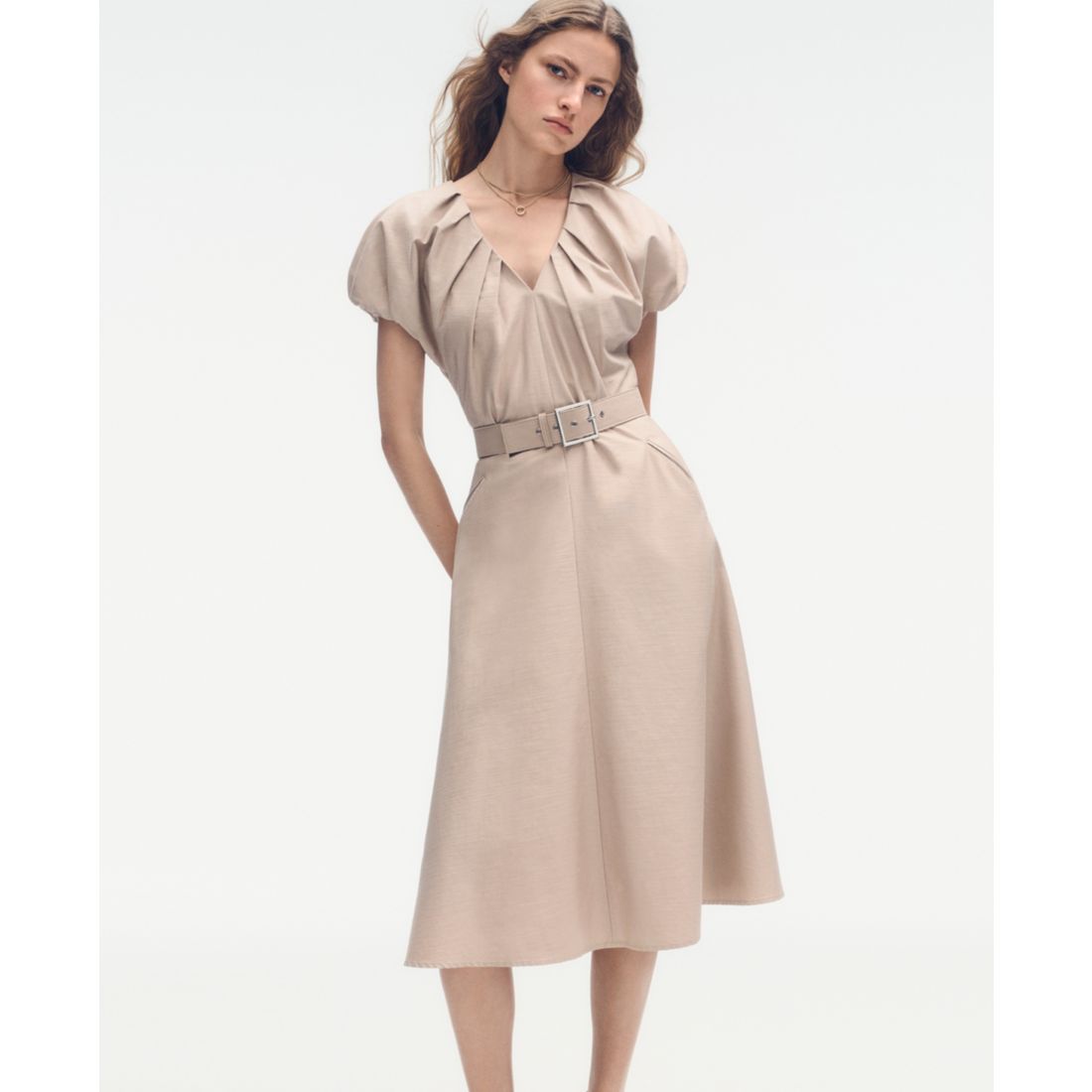 Dkny Women's V-Neck Belted Midi Dress