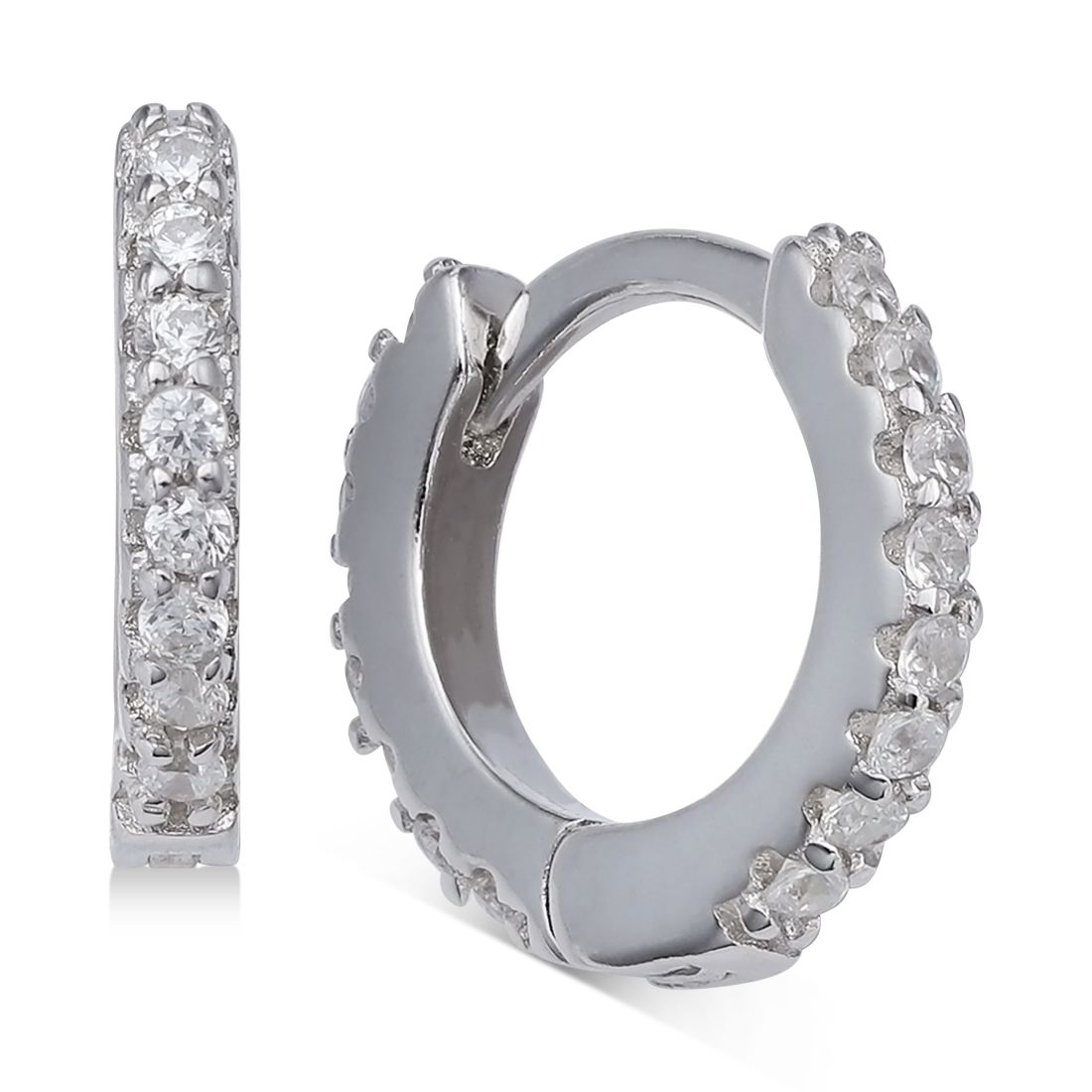 Giani Bernini Extra-Small Cubic Zirconia Huggie Hoop Earrings in Sterling Silver, 0.4", Created for Macy's