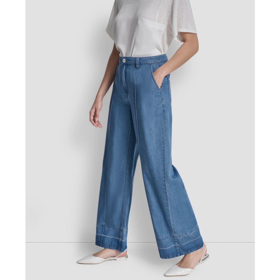 Dkny Women's Belted Front Seam Straight Pants