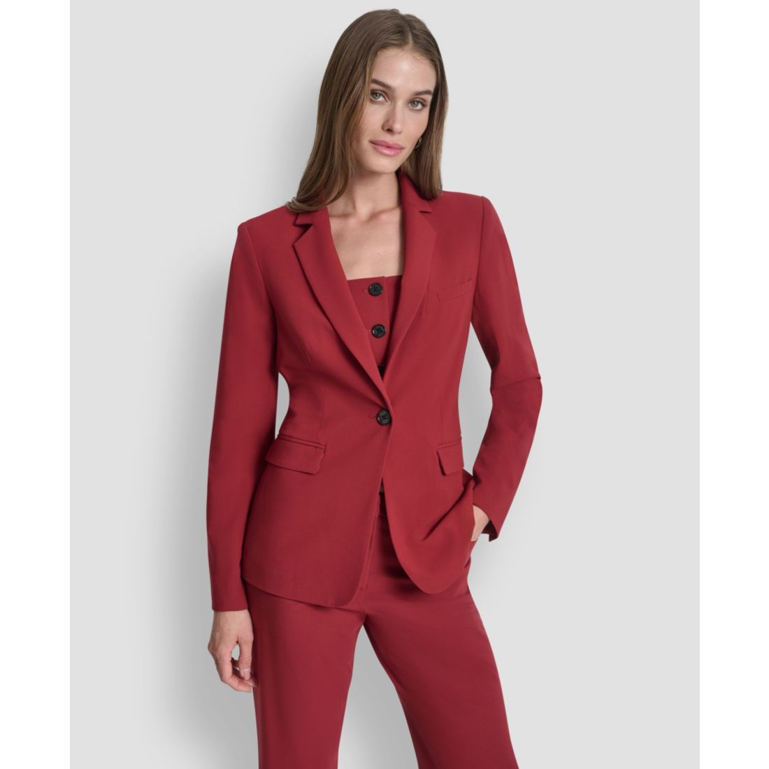 Dkny Petite One-Button Long Sleeve Jacket