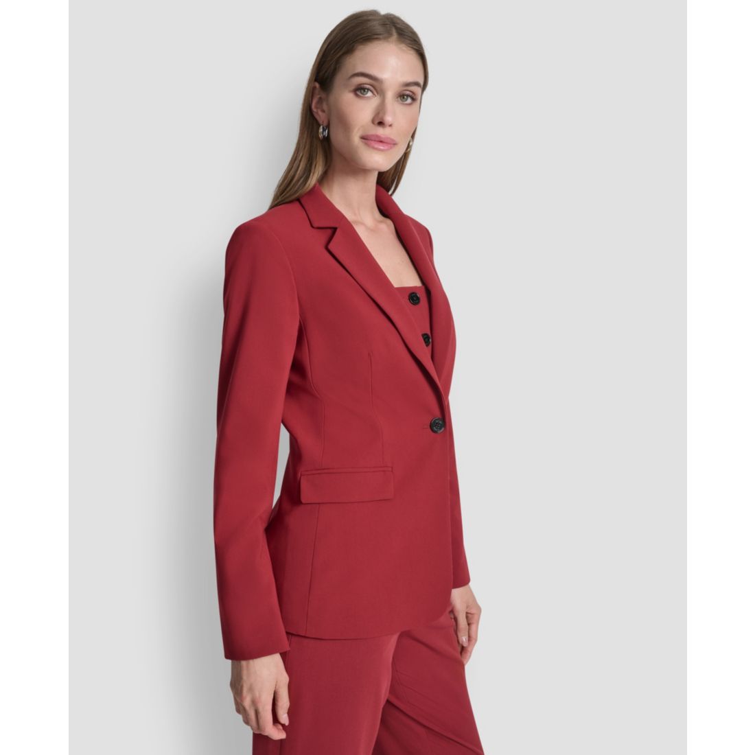 Dkny Petite One-Button Long Sleeve Jacket