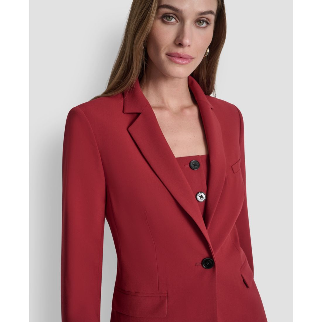 Dkny Petite One-Button Long Sleeve Jacket