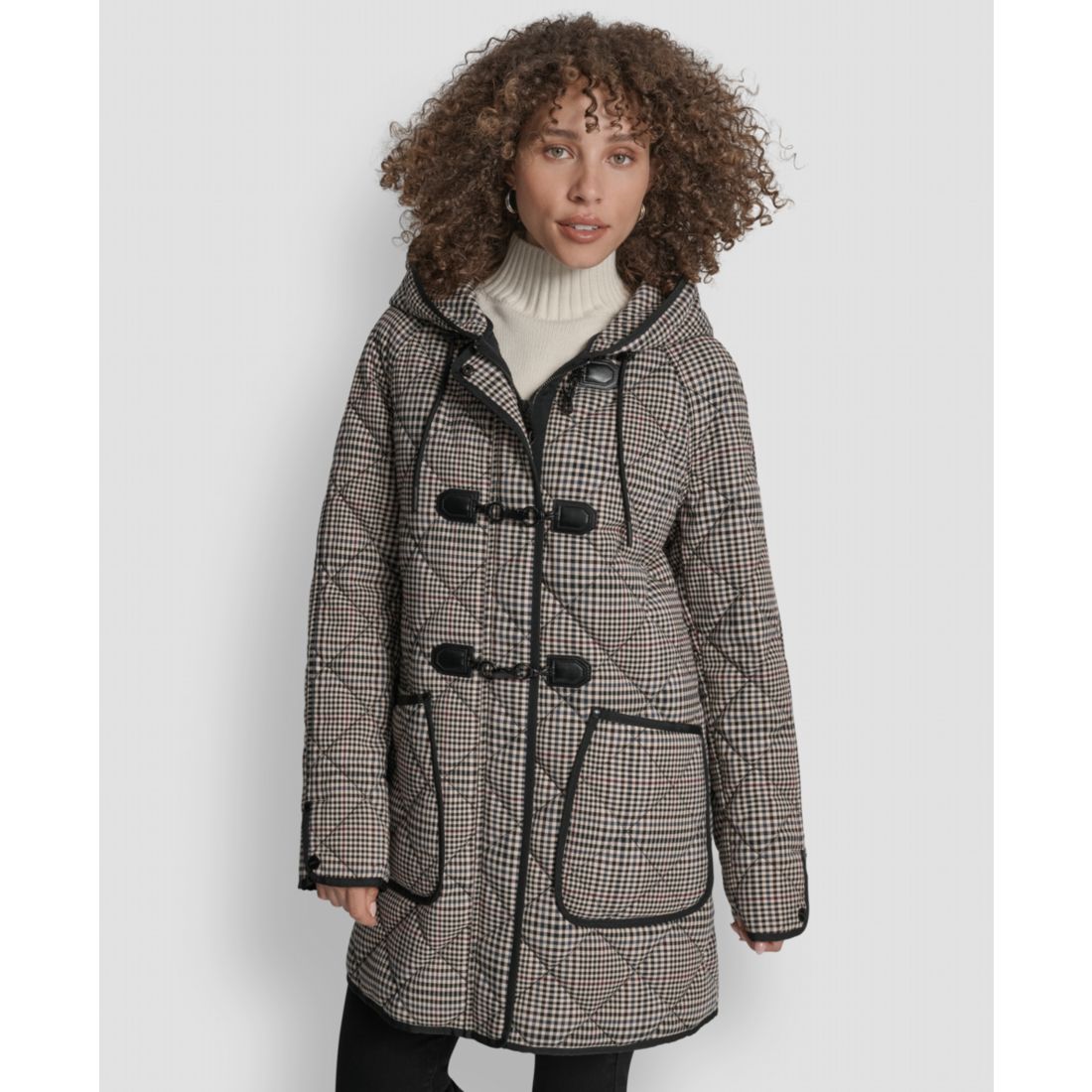 Dkny Women's Hooded Toggle Quilted Coat