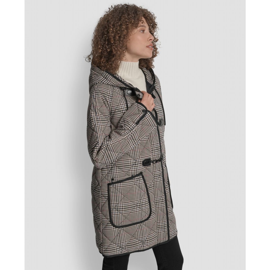 Dkny Women's Hooded Toggle Quilted Coat