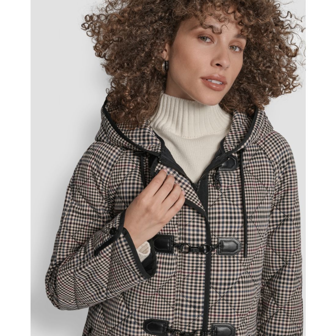 Dkny Women's Hooded Toggle Quilted Coat