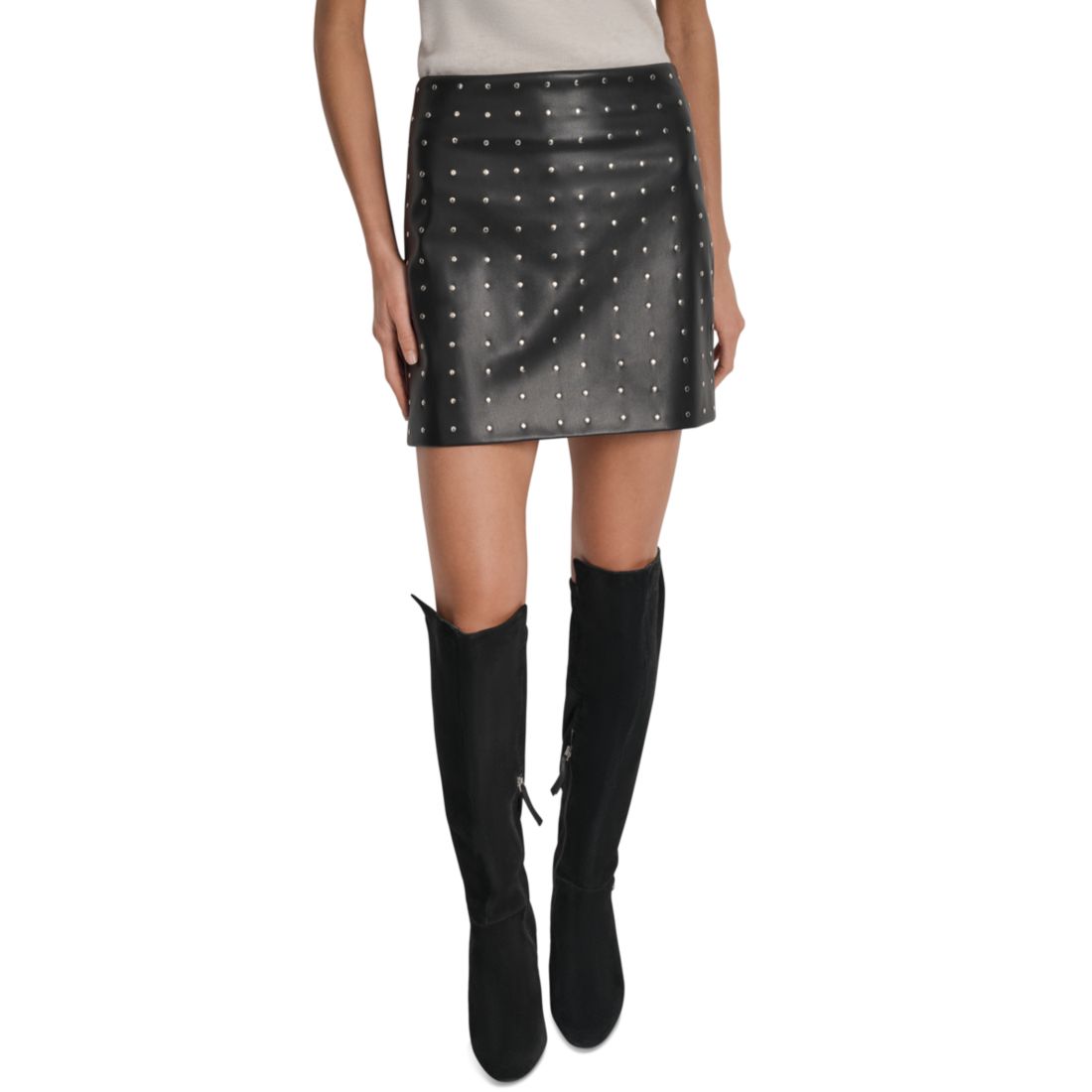 Dkny Jeans Women's Embellished Faux Leather Mini Skirt