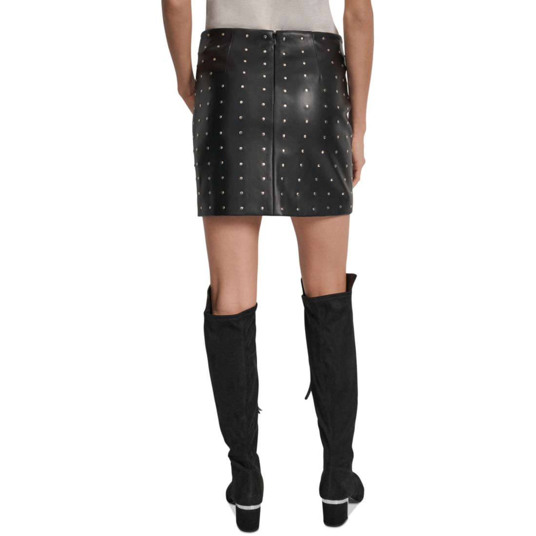 Dkny Jeans Women's Embellished Faux Leather Mini Skirt
