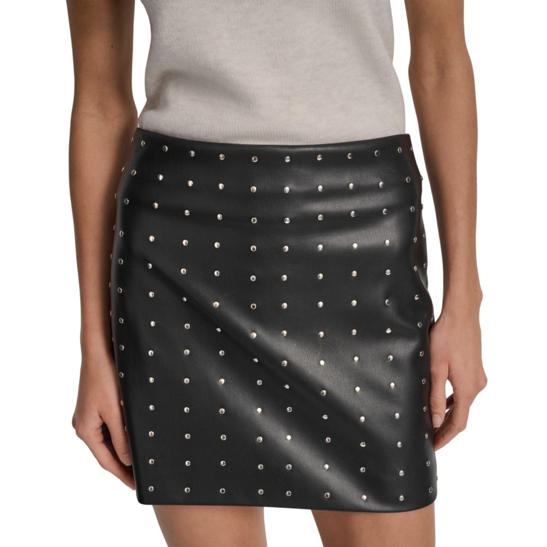 Dkny Jeans Women's Embellished Faux Leather Mini Skirt