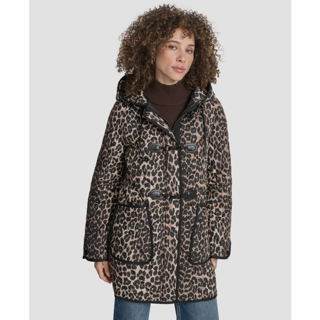 Dkny Women's Hooded Toggle Quilted Coat