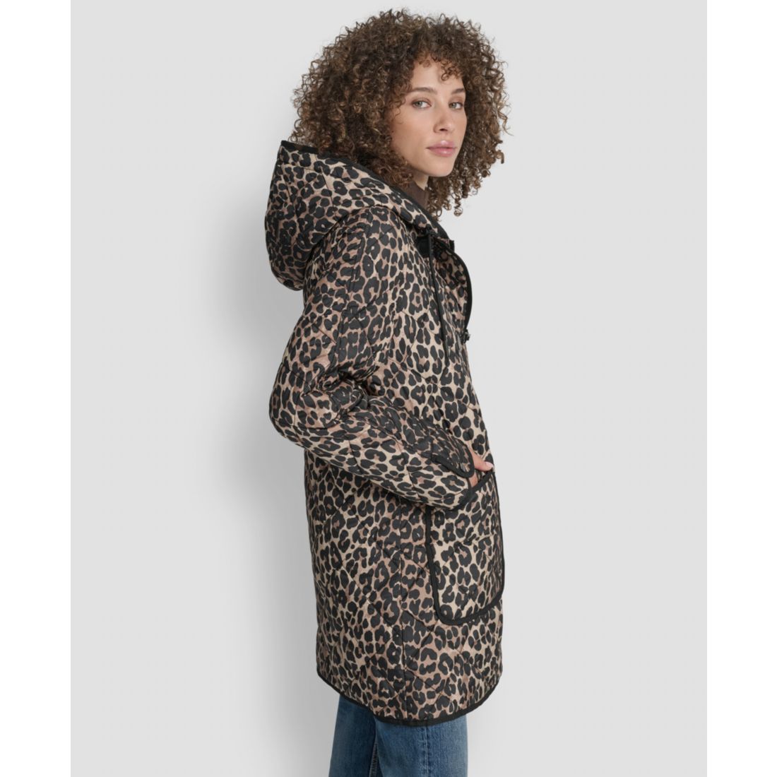 Dkny Women's Hooded Toggle Quilted Coat