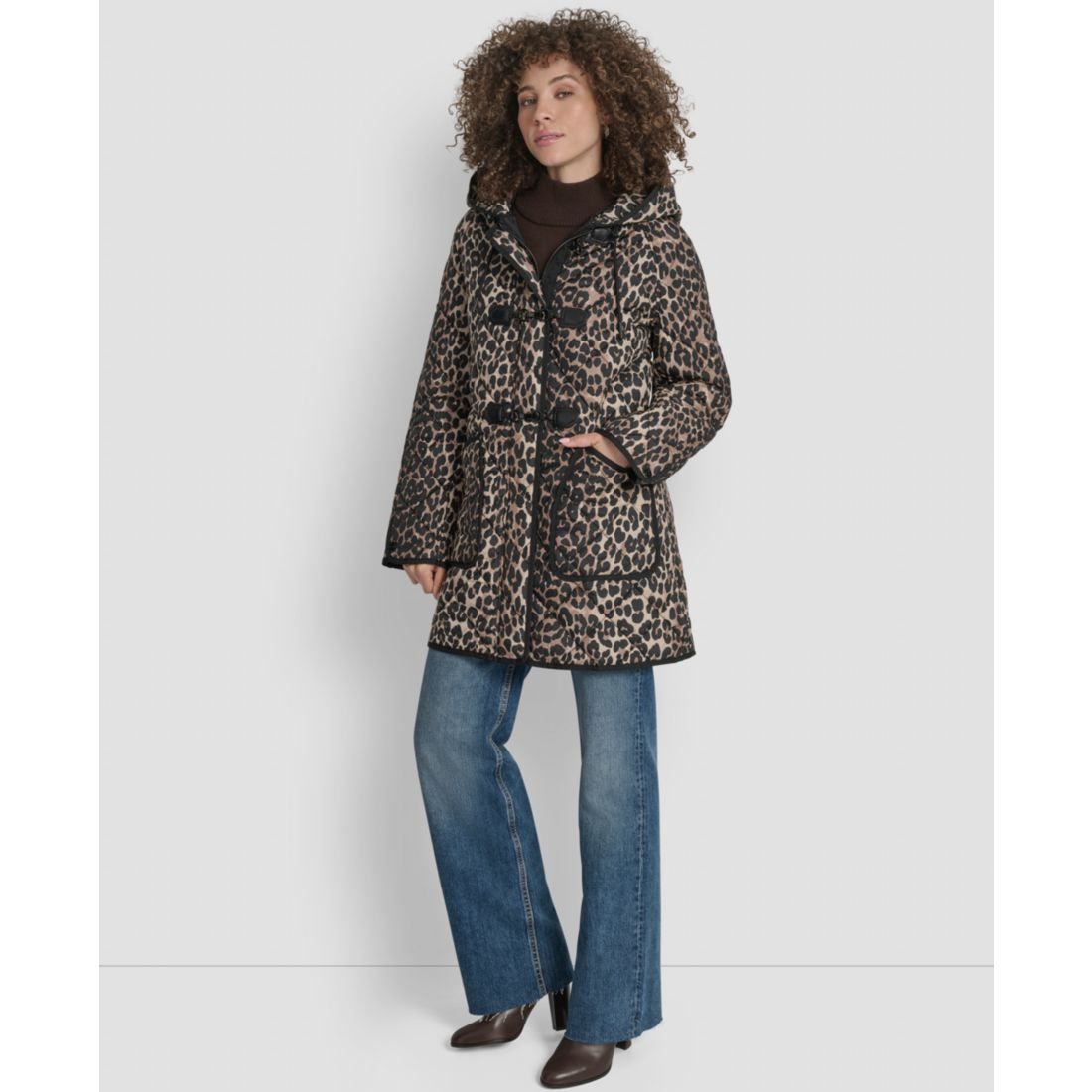 Dkny Women's Hooded Toggle Quilted Coat
