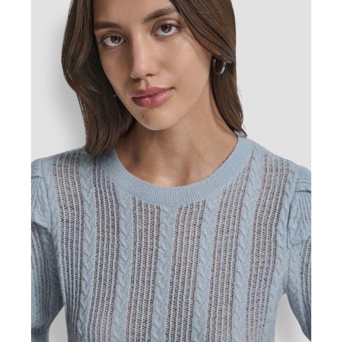 Dkny Jeans Women's Mixed Stitch Puff-Sleeve Sweater