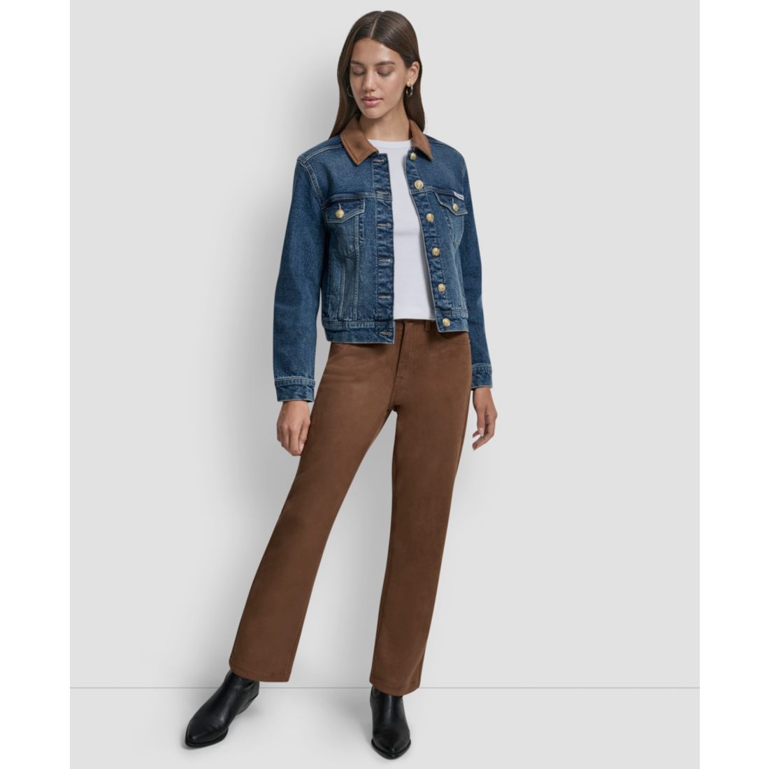 Dkny Jeans Women's Collared Trucker Jacket