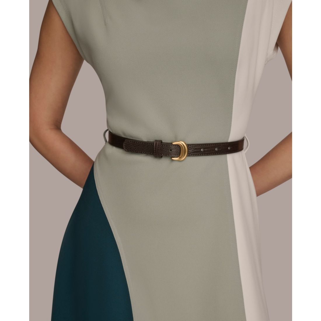 Women's Cap-Sleeve Colorblock Midi Dress - Hudson/ Weathered Sage/ Cream