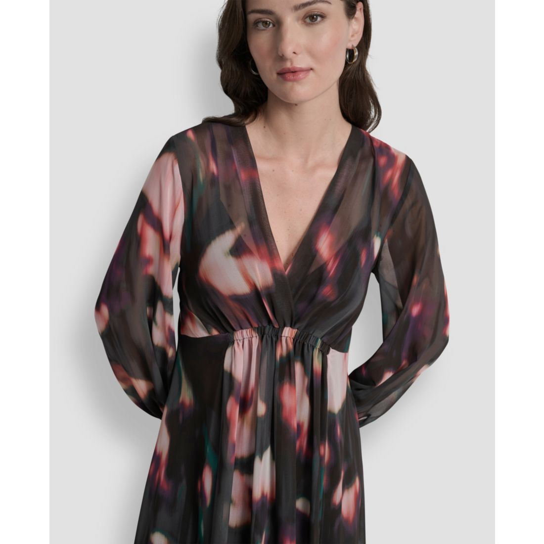 Dkny Women's Long Sleeve Empire Waist Midi Dress