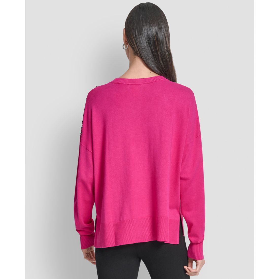 Dkny Women's Hotfix Fringe Long Sleeve Sweater