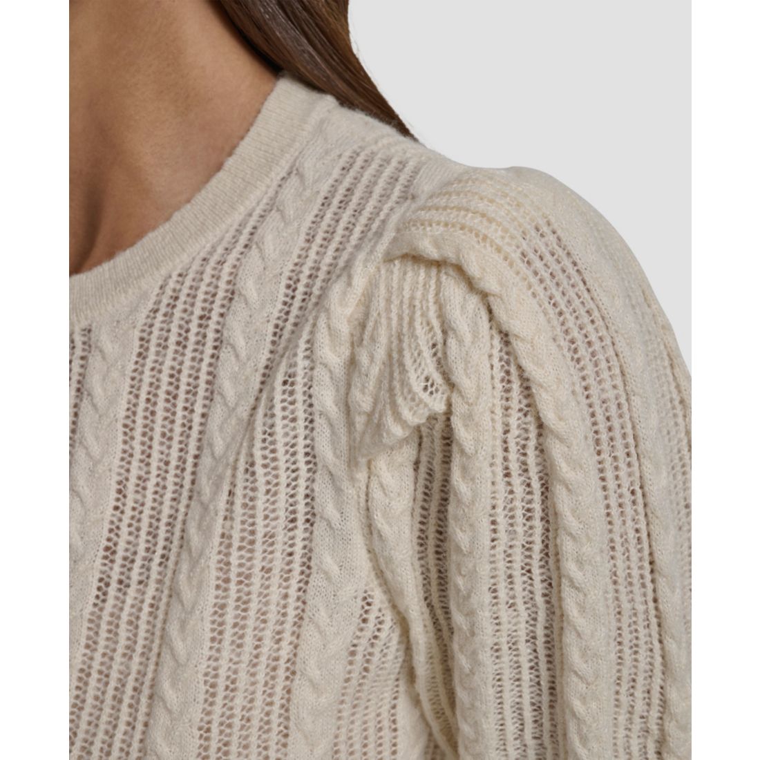 Dkny Jeans Women's Mixed Stitch Puff-Sleeve Sweater