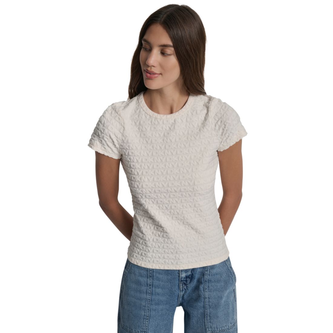 Dkny Jeans Women's Jacquard Logo Crewneck T-Shirt
