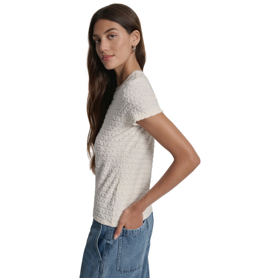 Dkny Jeans Women's Jacquard Logo Crewneck T-Shirt