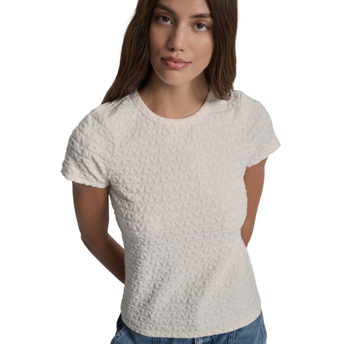 Dkny Jeans Women's Jacquard Logo Crewneck T-Shirt