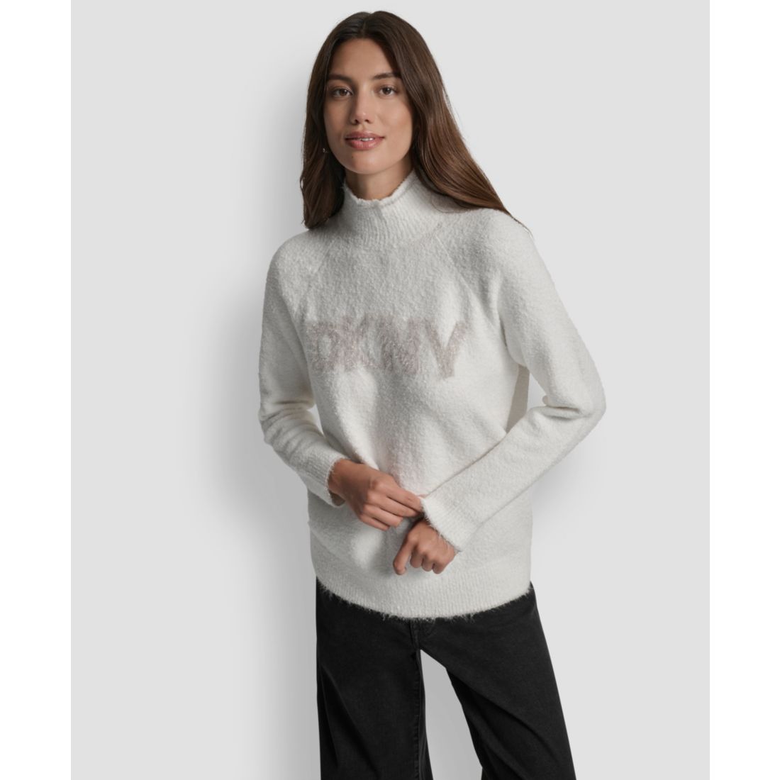 Dkny Jeans Women's Tinsel Logo Detail Sweater